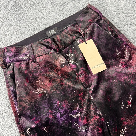 Scotch & Soda Pants - NWT Scotch & Soda Pants Womens 26/32 Purple Galaxy Wide Leg Flare Floral Bold